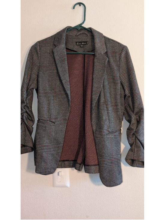 Love Tree Jackets & Blazers - Love Tree Gray Red Plaid Blazer Women's Small
